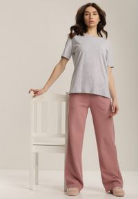 Renee - Jasnoszara T-shirt Errona. Kolor: szary. Materiał: jeans, dzianina. Długość rękawa: krótki rękaw. Długość: krótkie #3