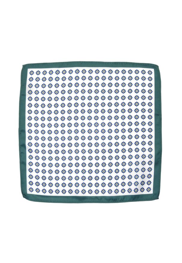 Alties - Poszetka Męska ALTIES, Zielono-Biała, Wzór Geometryczny, Męska, Elegancka. Kolor: zielony, biały, wielokolorowy. Materiał: poliester. Wzór: geometria