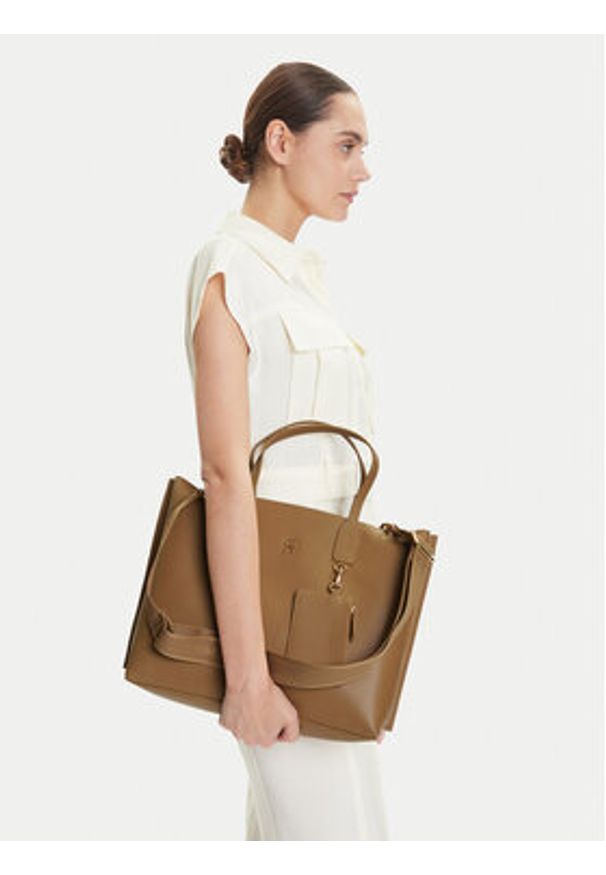 TOMMY HILFIGER - Tommy Hilfiger Torebka AW0AW17335 Beżowy. Kolor: beżowy. Materiał: skórzane