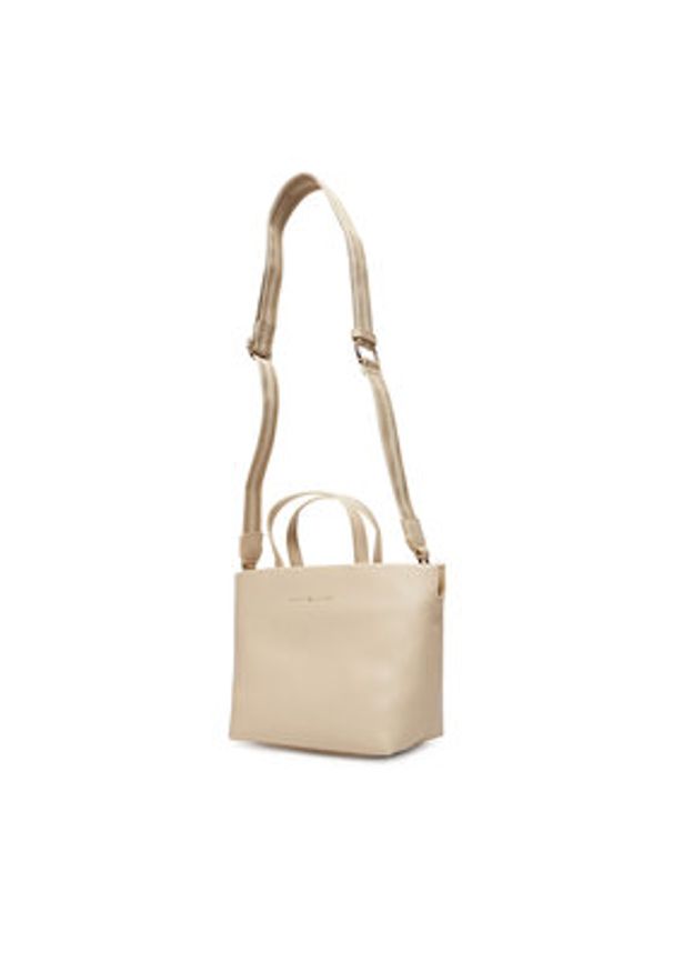 TOMMY HILFIGER - Tommy Hilfiger Torebka Th Logotape Mini Tote AW0AW17694 Beżowy. Kolor: beżowy. Materiał: skórzane