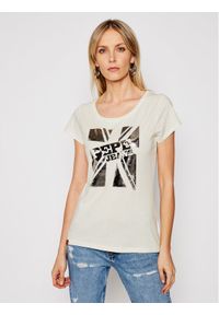Pepe Jeans T-Shirt Alessa PL504795 Beżowy Regular Fit. Kolor: beżowy. Materiał: bawełna