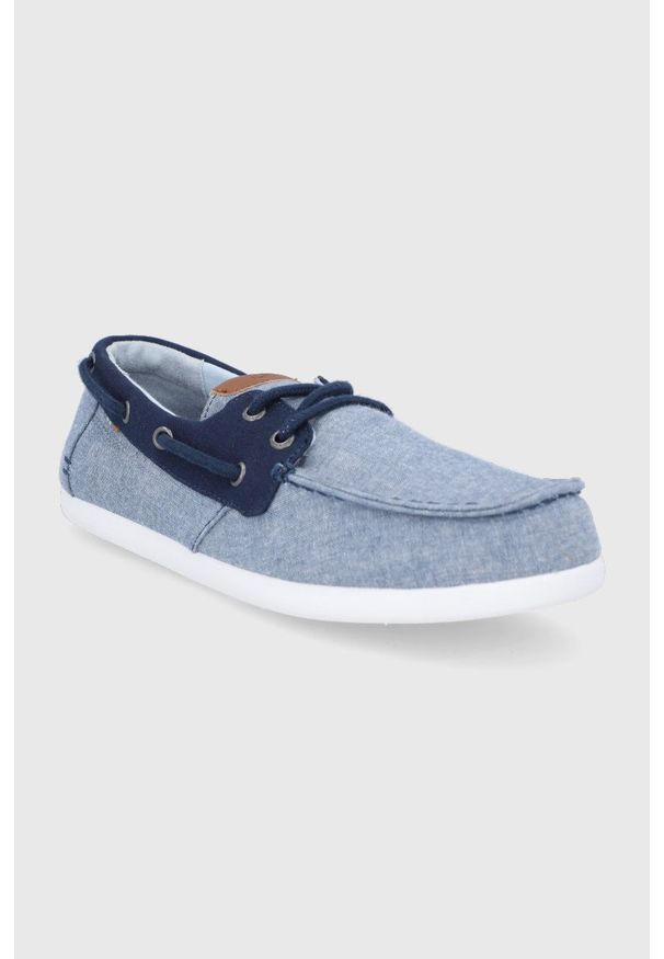 Toms - Mokasyny Chambray Claremont. Nosek buta: okrągły. Zapięcie: sznurówki. Kolor: niebieski
