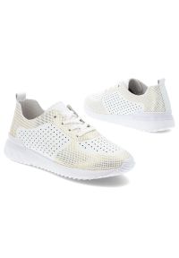 Biało-Złote Sneakersy Artiker Stylowe Obuwie Damskie. Okazja: na co dzień. Zapięcie: sznurówki. Kolor: biały. Materiał: materiał. Szerokość cholewki: normalna #2