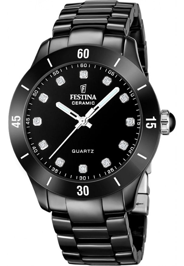 Zegarek damski Festina F20723-2 CYRKONIE czarny. Kolor: czarny