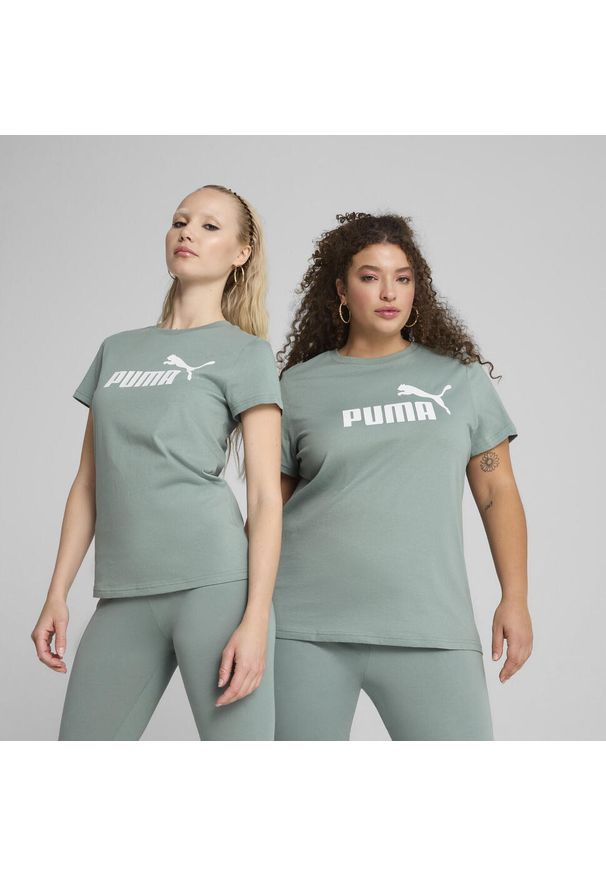 Puma - Damska koszulka z logo ESS No. 1 PUMA Green Moon. Kolor: zielony. Sport: fitness