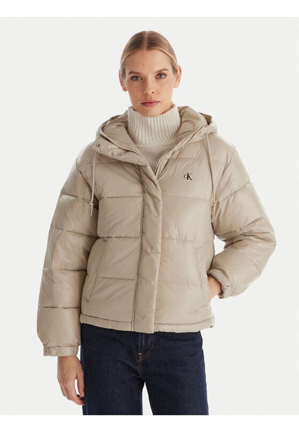 Calvin Klein Jeans Kurtka zimowa LV047D505G Beżowy Relaxed Fit. Kolor: beżowy. Materiał: syntetyk. Sezon: zima