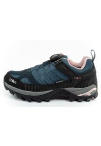 Buty damskie trekkingowe CMP Rigel wodoodporne. Kolor: wielokolorowy, niebieski, czarny. Materiał: materiał, skóra. Szerokość cholewki: normalna