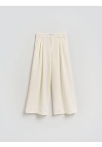 Reserved - Eleganckie spodnie - złamana biel. Materiał: wiskoza, tkanina. Styl: elegancki #1