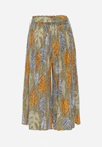 Renee - Jasnozielone Spodnie Szwedy z Bawełną High Waist Wykończone Gumką w Talii Pasefia. Okazja: na co dzień, do pracy. Stan: podwyższony. Kolor: zielony. Materiał: bawełna. Styl: casual, elegancki #7