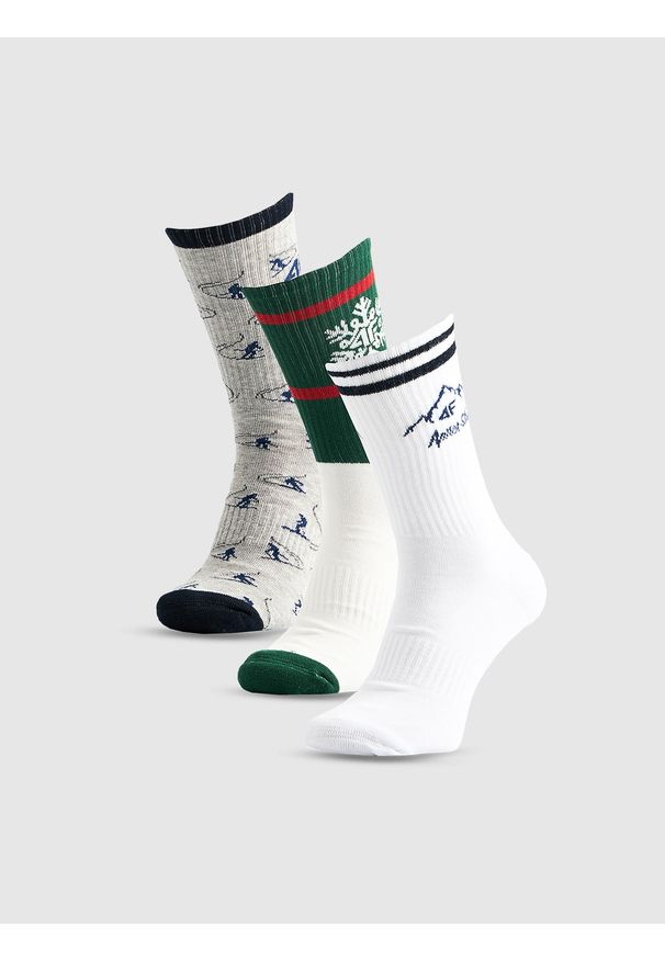 4f - 4F Skarpetki świąteczne długie (3-pack) męskie - multikolor 39-42. Kolor: wielokolorowy. Materiał: bawełna, dzianina. Sport: turystyka piesza
