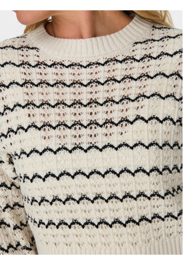 only - ONLY Sweter Asa 15310527 Beżowy Regular Fit. Kolor: beżowy. Materiał: bawełna