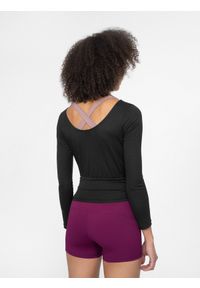 4f - Longsleeve crop-top do jogi z dodatkiem modalu damski. Kolor: czarny. Materiał: dzianina. Długość rękawa: długi rękaw. Sport: joga i pilates