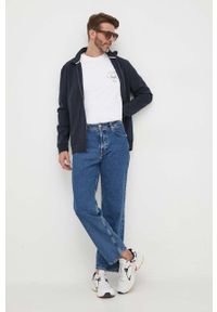 BOSS bluza męska kolor granatowy gładka. Kolor: niebieski. Materiał: materiał. Wzór: gładki #5