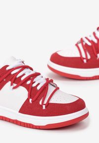 Born2be - Biało-Czerwone Buty Sportowe Lucila. Kolor: biały. Materiał: materiał. Szerokość cholewki: normalna #3