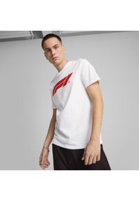 Puma - Męska koszulka F1® Essentials z logo PUMA White. Kolor: biały. Wzór: nadruk