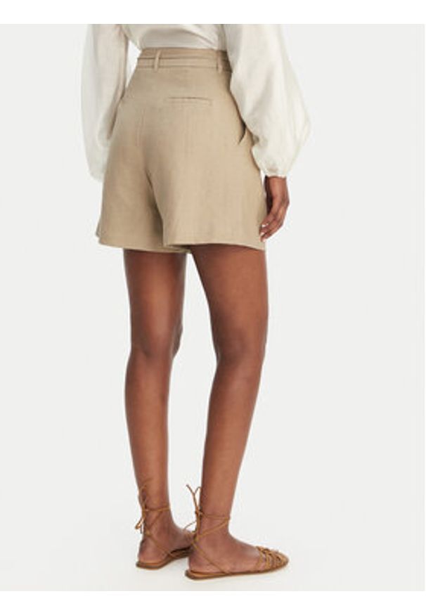 Eleh Bermudy SS260320 Beżowy Relaxed Fit. Kolor: beżowy. Materiał: len