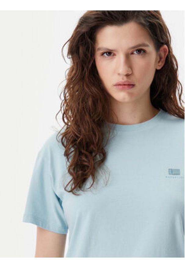 Napapijri T-Shirt S-Nina NP0A4H87 Błękitny Regular Fit. Kolor: niebieski. Materiał: bawełna