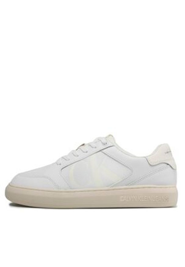 Calvin Klein Jeans Sneakersy Casual Cupsole Lth-Pu Mono YM0YM00573 Biały. Okazja: na co dzień. Kolor: biały. Materiał: skóra