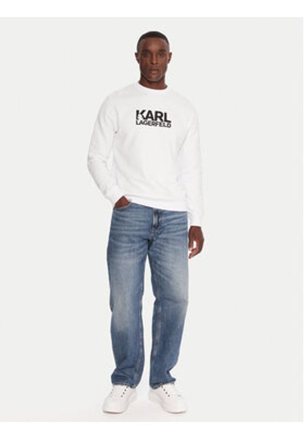 Karl Lagerfeld - KARL LAGERFELD Bluza 705091 554917 Biały Regular Fit. Typ kołnierza: dekolt w karo. Kolor: biały. Materiał: bawełna