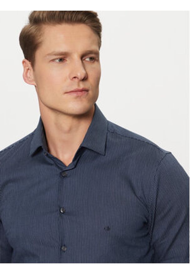Calvin Klein Koszula K10K113844 Granatowy Slim Fit. Kolor: niebieski. Materiał: bawełna