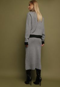 Born2be - Czarno-Szary Dzianinowy Komplet z Bawełną Kardigan i Spódnica Amantta. Kolor: czarny. Materiał: dzianina, bawełna #4