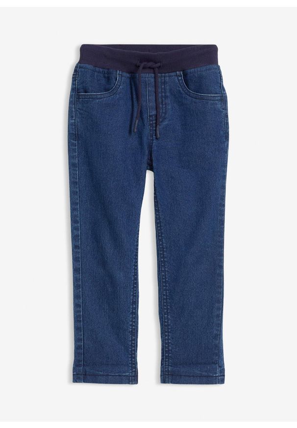 bonprix - Dżinsy termiczne na podszewce z dżerseju, regular fit, straight. Kolor: niebieski