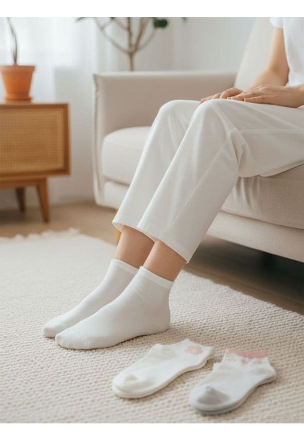 Sinsay - Zestaw krótkich skarpetek z kwiatowym motywem 3 pack - wielobarwny. Wzór: kwiaty