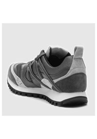 Emporio Armani - EMPORIO ARMANI Szara sneakersy męskie, Rozmiar 40. Zapięcie: pasek. Kolor: szary. Materiał: zamsz, skóra, materiał. Szerokość cholewki: normalna. Wzór: paski #2