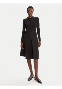 Hugo - HUGO Spódnica midi Raferi 50542629 982 Czarny Regular Fit. Kolor: czarny. Materiał: bawełna #2