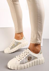 Renee - Beżowe Sznurowane Sneakersy ze Skóry Breana. Nosek buta: okrągły. Kolor: beżowy. Materiał: skóra #6