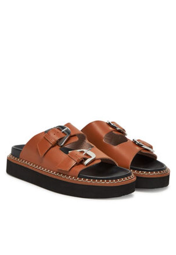 Coccinelle Klapki E4 SOF 17 03 01 Brązowy. Kolor: brązowy. Materiał: skóra