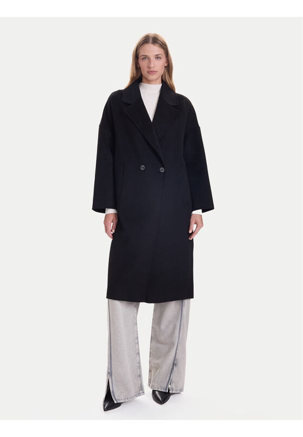 ViCOLO Płaszcz wełniany TF0003 Czarny Regular Fit. Kolor: czarny. Materiał: syntetyk