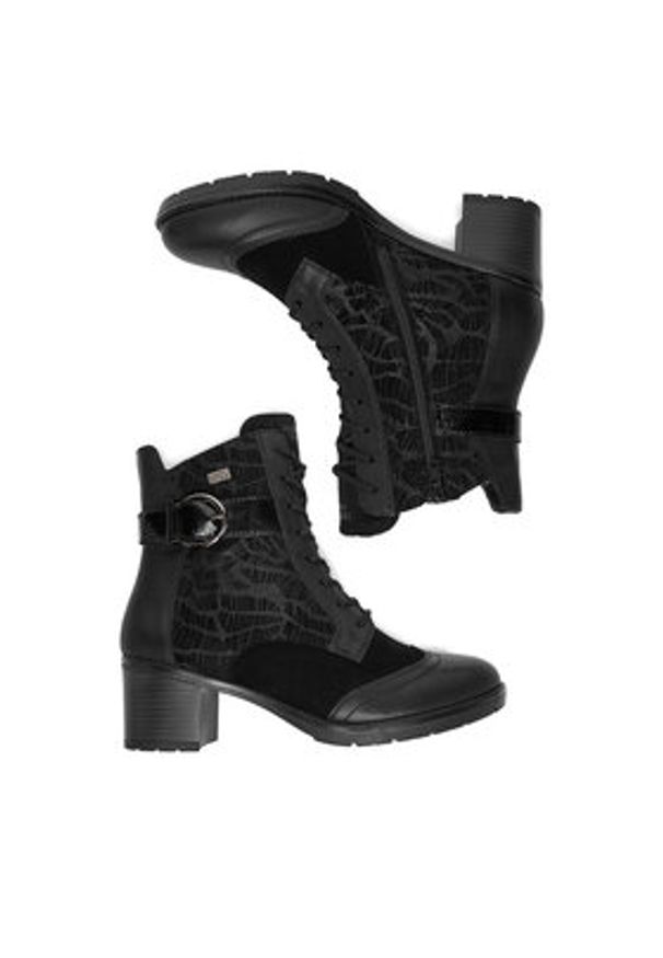 Remonte Trzewiki D2A77-02 Czarny. Kolor: czarny. Materiał: skóra