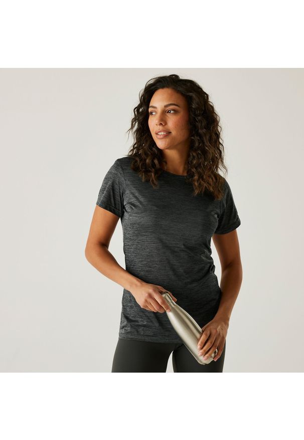 Regatta - Koszulka sportowa damska Fingal Edition szybkoschnąca. Kolor: wielokolorowy, niebieski, szary. Materiał: materiał. Długość rękawa: krótki rękaw. Długość: krótkie. Sport: turystyka piesza