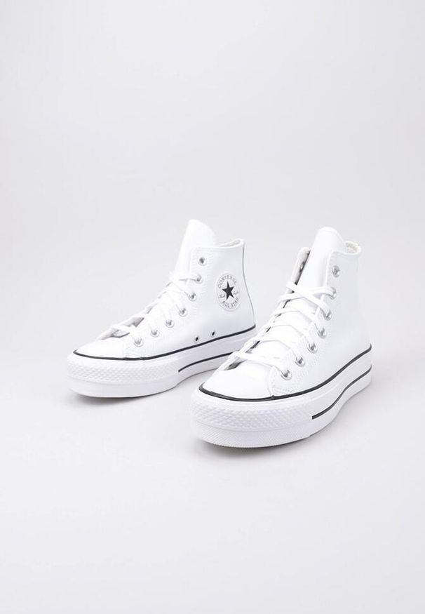 Tenisówki Converse Model Chuck Taylor All Star Platform Leather Kolor Biały. Kolor: biały. Materiał: tkanina, skóra. Obcas: na platformie