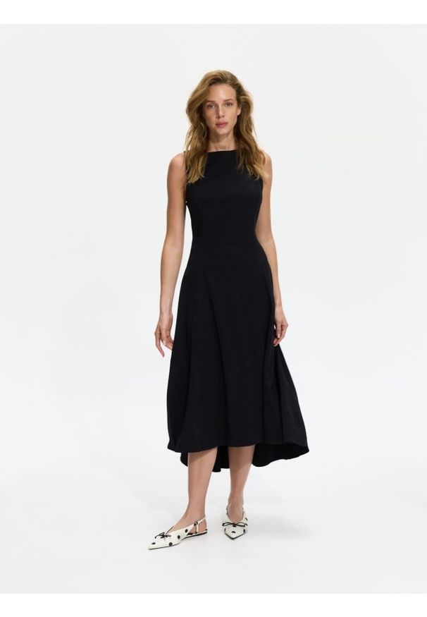 Reserved - LADIES` DRESS - czarny. Kolor: czarny. Materiał: wiskoza, tkanina
