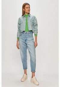 Calvin Klein Jeans - Longsleeve. Okazja: na co dzień. Kolor: zielony. Materiał: bawełna, dzianina, elastan. Długość rękawa: długi rękaw. Wzór: gładki. Styl: casual #3