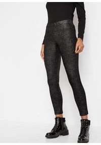 bonprix - Legginsy z połyskiem z aksamitu. Kolor: czarny. Materiał: materiał #1