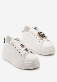 Born2be - Biało-Czarne Sneakersy Alicenoa. Kolor: biały. Materiał: skóra ekologiczna. Obcas: na platformie #6