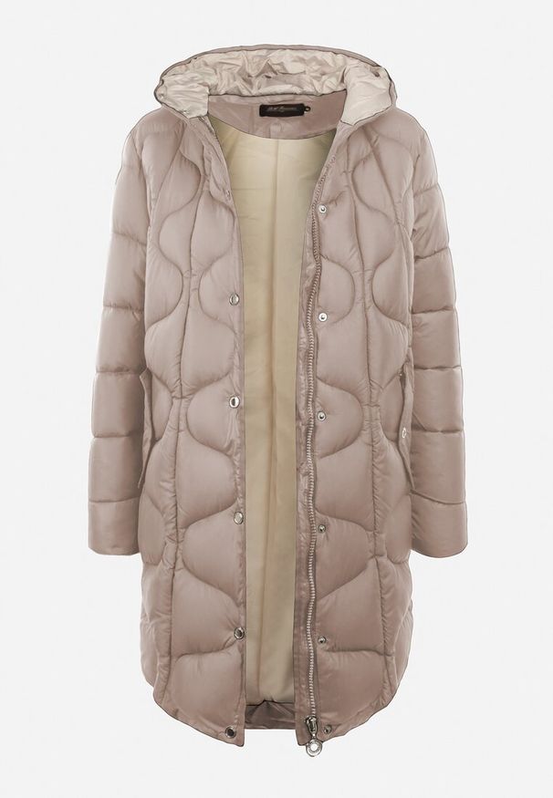 Born2be - Beżowa Kurtka Pikowana Eedit. Kolor: beżowy. Wzór: aplikacja. Sezon: zima, jesień