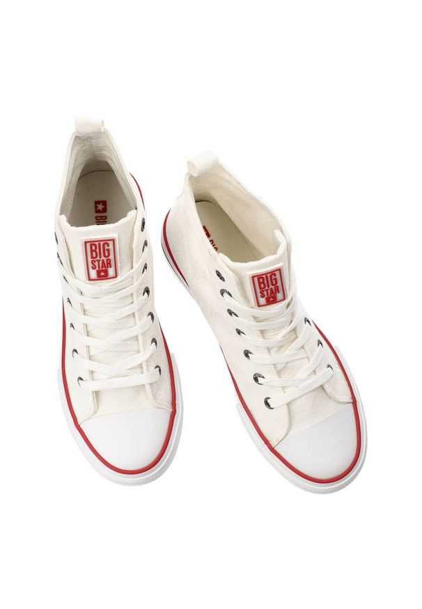 Big-Star - Białe Trampki Big Star Damskie Stylowe Buty. Kolor: biały. Materiał: materiał. Szerokość cholewki: normalna. Sezon: lato. Styl: elegancki
