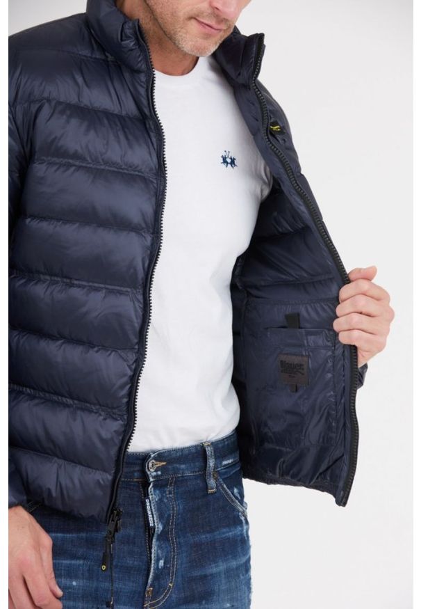 Blauer USA - BLAUER Granatowa puchowa kurtka męska Seth. Kolor: niebieski. Materiał: puch