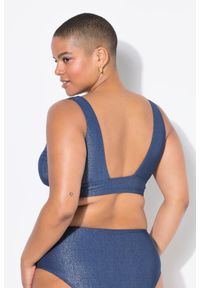 ULLA POPKEN - Damski Top bikini miękkie miseczki brokat. Kolekcja: plus size. Kolor: niebieski. Materiał: poliester, materiał, poliamid, włókno, elastan