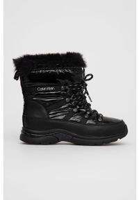 Calvin Klein Śniegowce damskie kolor czarny. Nosek buta: okrągły. Zapięcie: sznurówki. Kolor: czarny. Materiał: guma #1