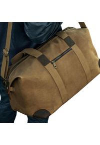 QUADRA - Heritage Leather Trim Waxed Canvas Holdall. Kolor: beżowy. Sport: fitness