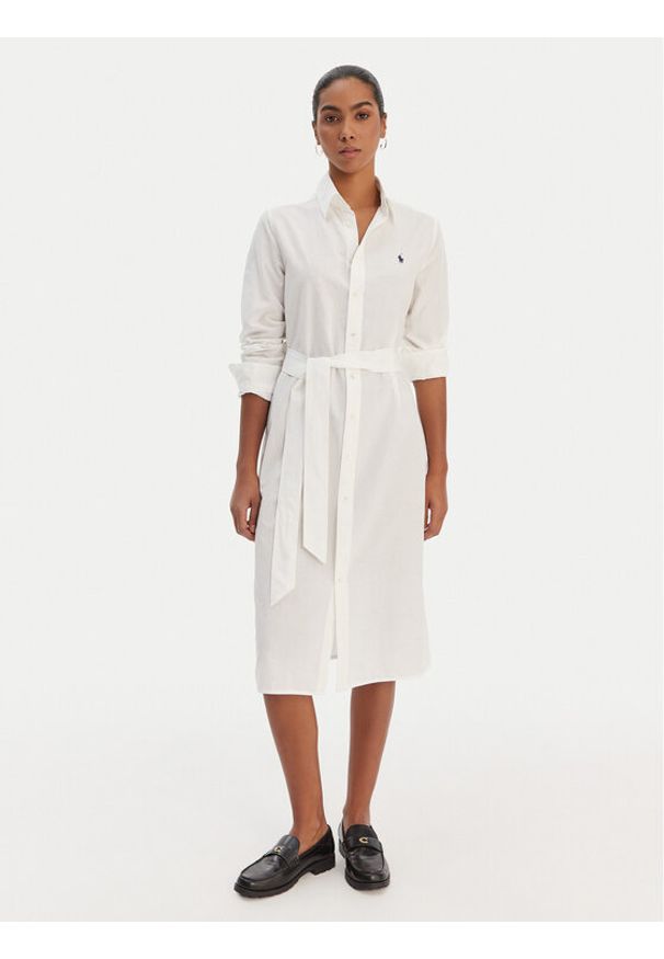 Polo Ralph Lauren Sukienka koszulowa 211B18781001 Biały Regular Fit. Typ kołnierza: polo. Kolor: biały. Materiał: bawełna. Typ sukienki: koszulowe