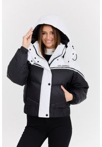 Karl Lagerfeld - KARL LAGERFELD Czarna damska kurtka Colorblock Padded Jacket. Kolor: czarny. Materiał: poliamid, syntetyk. Długość rękawa: długi rękaw. Długość: długie #8