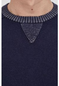Sisley - Sweter z domieszką wełny. Okazja: na co dzień. Kolor: niebieski. Materiał: wełna. Długość rękawa: raglanowy rękaw. Styl: casual