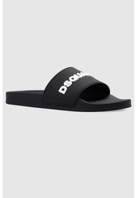 DSQUARED2 Czarne klapki męskie z logo, Rozmiar 42. Kolor: czarny. Wzór: nadruk