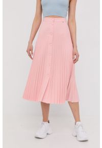Nissa spódnica kolor różowy mini rozkloszowana. Kolor: różowy. Materiał: tkanina. Wzór: gładki